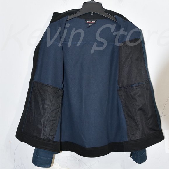 BLUE NWT Kirkland Signature‎ Men Water Resistant Soft Shell Jacket - Picture 5 of 8
